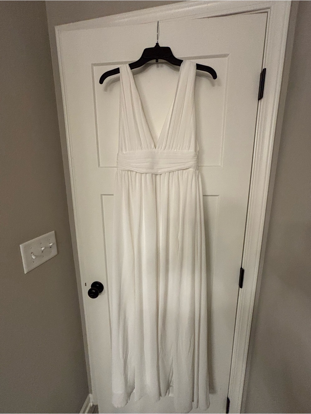 Lulu's White V-Neck Chiffon Maxi Dress